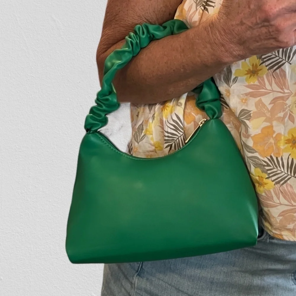 FOREVER 21 Faux Leather Ruched-Strap GREEN Color-Pop Handbag/Purse/Bag NWT - Picture 10 of 12
